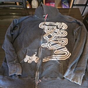 Farm Boy Charcoal Zip-Up Hoodie with White Graphic Xxl